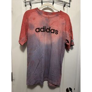 Adidas Tee Men’s S Tie Dye Spell Out Logo Soccer Grunge T Shirt USA Y2K Vintage